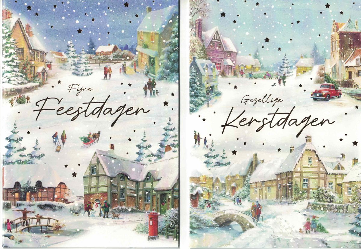 Wenskaarten - kerstkaart - set van 8 - 8 luxe kerstkaarten - 2 x 4 luxe kerstkaarten met envelop