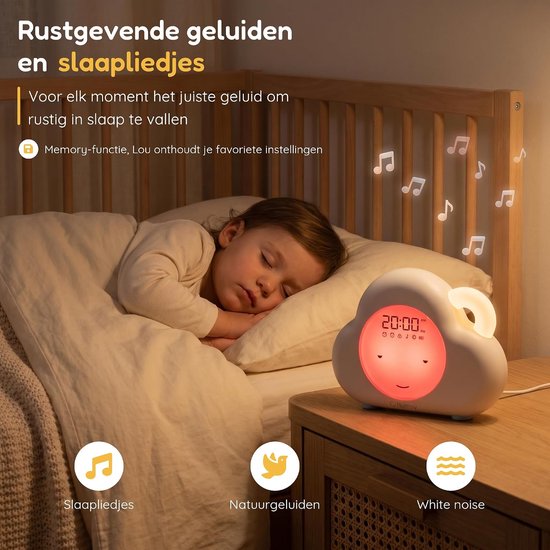 Slaaptrainer Kinderen - Nachtlampje Baby - Slaaproutine Leren - Zonsopgang Simulatie - Draadloos Oplaadbaar - Wit — afbeelding 3