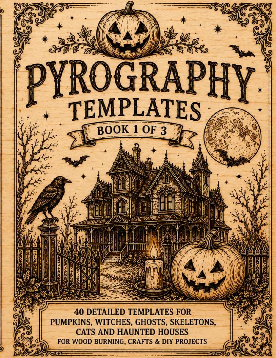 Pyrography Templates Halloween: Book 1 of 3 - Tracing Templates for Pyrography and Wood Burning - ShopVlot