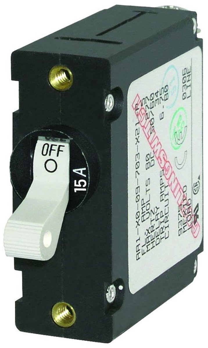 Blue Sea Systems 7210 A-serie witte tuimelstroomonderbreker, enkelpolig, 15A - ShopVlot