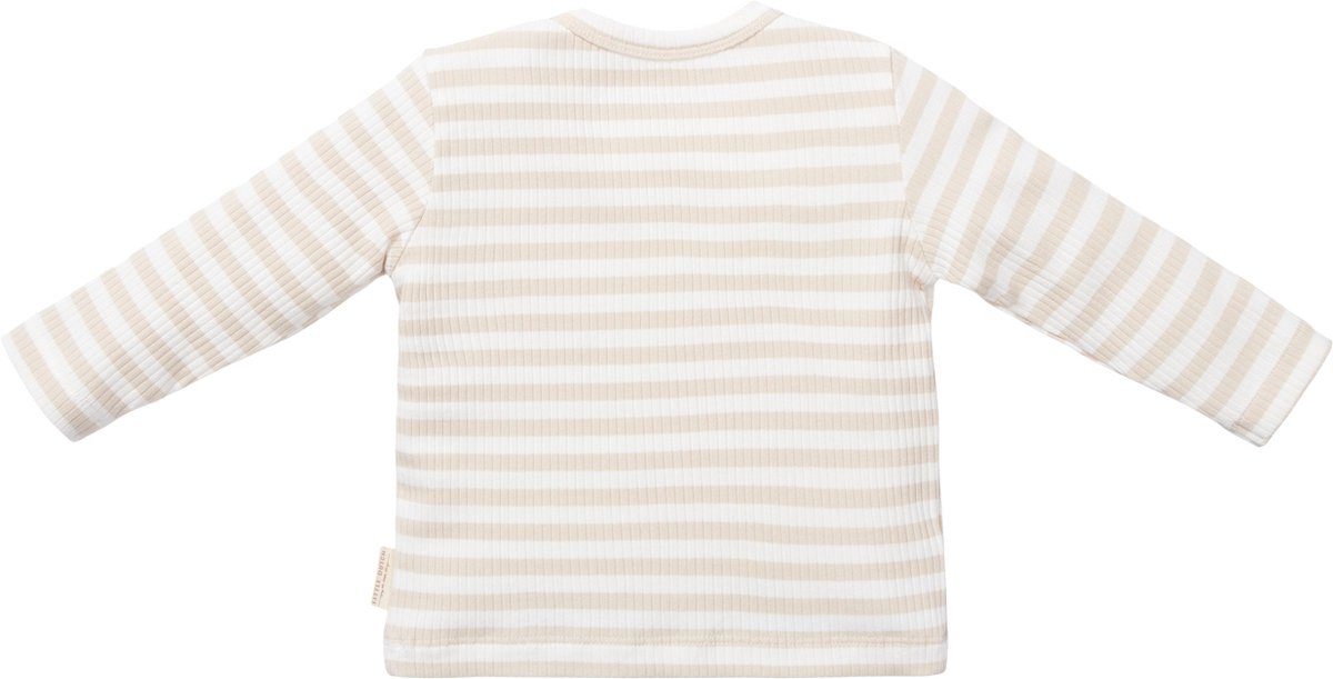 Little Dutch Shirt lange mouw - Maat 56 - T-shirt Jongens & Meisjes - Beige, Wit - Newborn Naturals Stripe Sand White