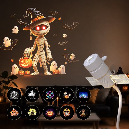 Namajunas - 10-in-1 Galaxy Projector- Nachtlampje, 10 patronen - Dimbare LED - met 360° Rotatie en USB - Halloween decoratie - Halloween-nachtlampje- Plug and Play - Sterren projector - Projectielamp voor kamperen, auto, plafond en wanddecoratie
