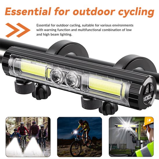 Fietslamp met 400-1500 lumen, superheldere LED-koplamp, 8 standen, oplaadbare fietslamp met 3000 mAh in- en uitgang, gebruiksduur 4-8 uur, waterdichte fietskoplamp voor fietsen en mountainbiken. — afbeelding 2