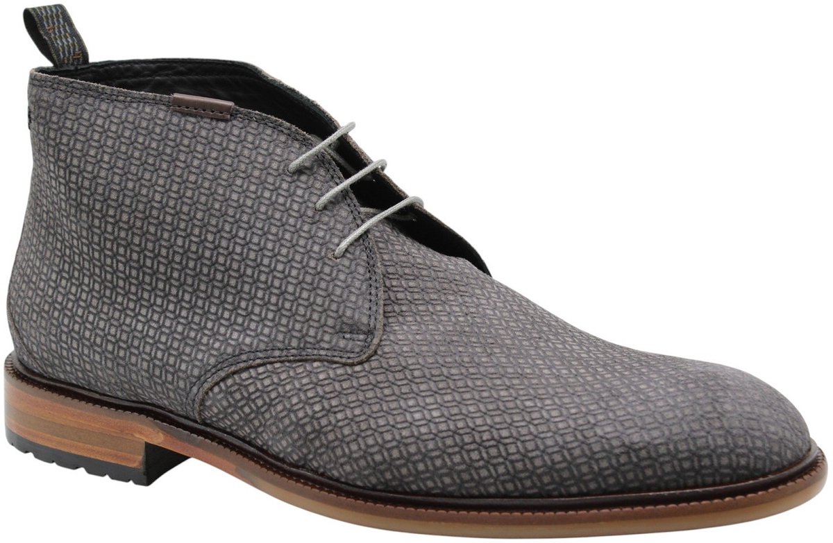 Floris van Bommel - DE NORMER 01.21 - Vrije tijd half-hoogHeren veterschoenHeren sneakers - Kleur: Grijs - Maat: 44.5