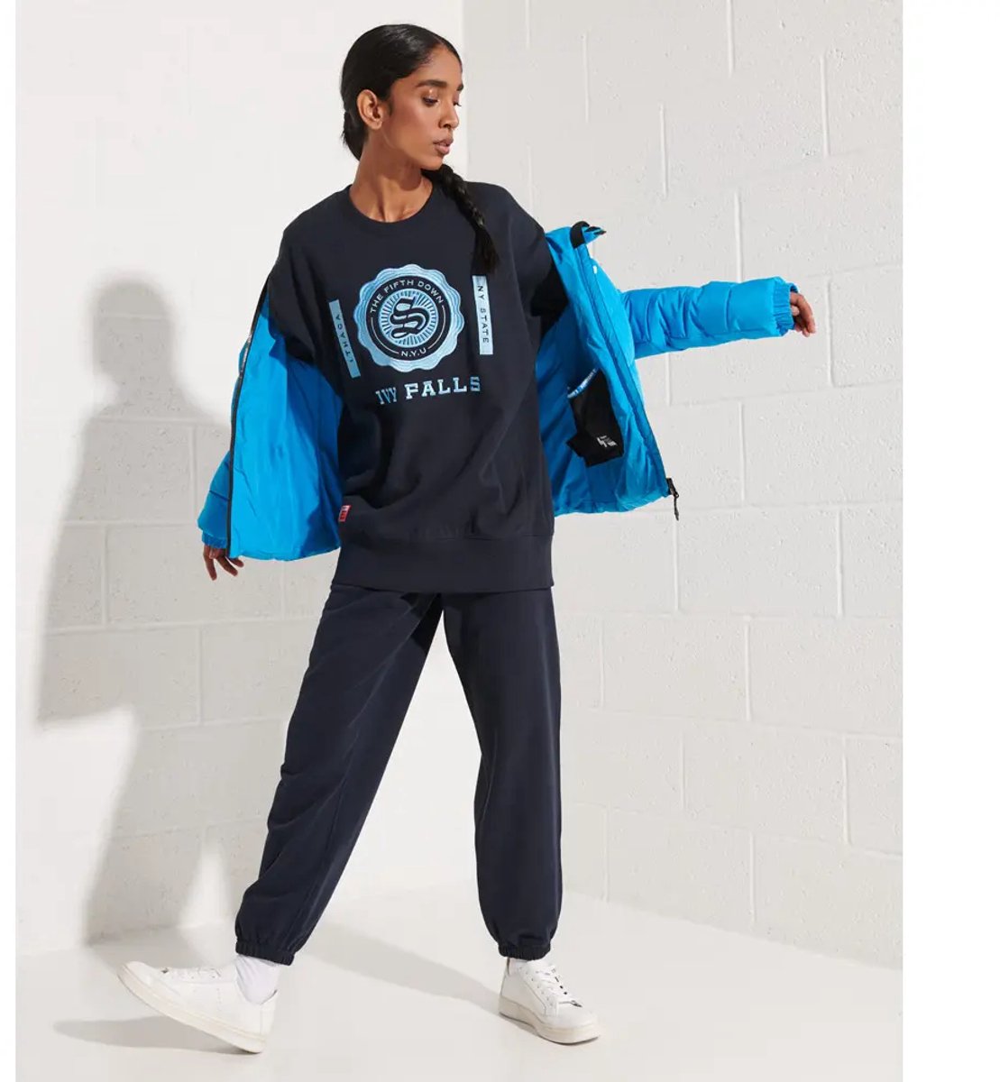 Superdry Oversized sweatshirt voor dames college-stijl Blauw