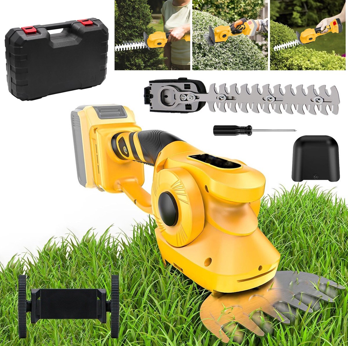 Draadloze Heggenschaar Met Opbergkoffer - 2-In-1 Elektrische Heggenschaar En Grasmaaier - Compatibel Met Dewalt 20v Max Accu's