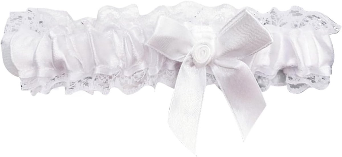 Elegante Kousenband van Kant voor Bruiloft en Feestjes - Elastische Dijbeenring voor Vrouwen en Meisjes in Wit
