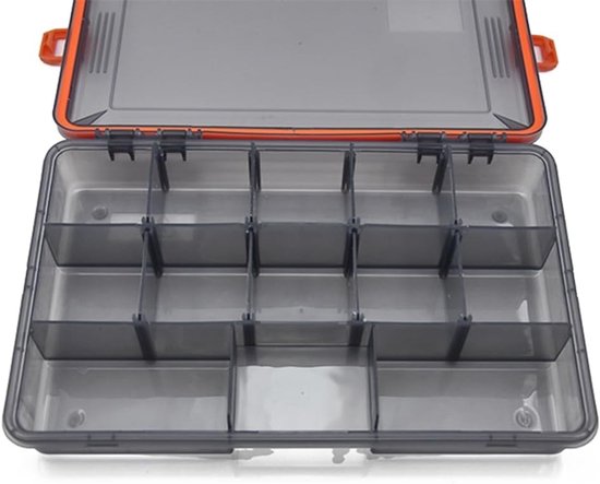 Dubbelzijdige transparante plastic visdoos voor het organiseren van kunstaas, met 11 vakken voor haken en kleine accessoires, ideaal voor vissers en hengelsportliefhebbers — afbeelding 3