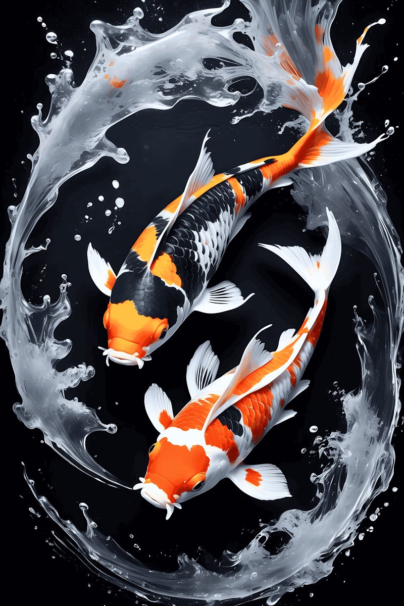 Koi Karpers Poster - Vis - Koi - Meditatie - Sfeer - Karper - Japanse Koikarper - Natuur - posters - formaat 30x40cm - Wanddecoratie - XS1965MT