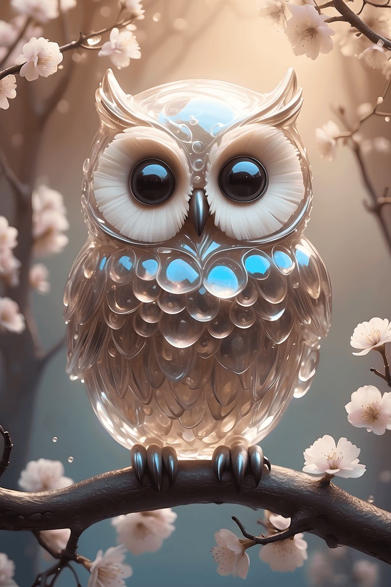 Kristallen Uil Poster - Uilen - Natuur - Kristal - Inspiratie - posters - formaat 30x40cm - Wanddecoratie - XS2501MT