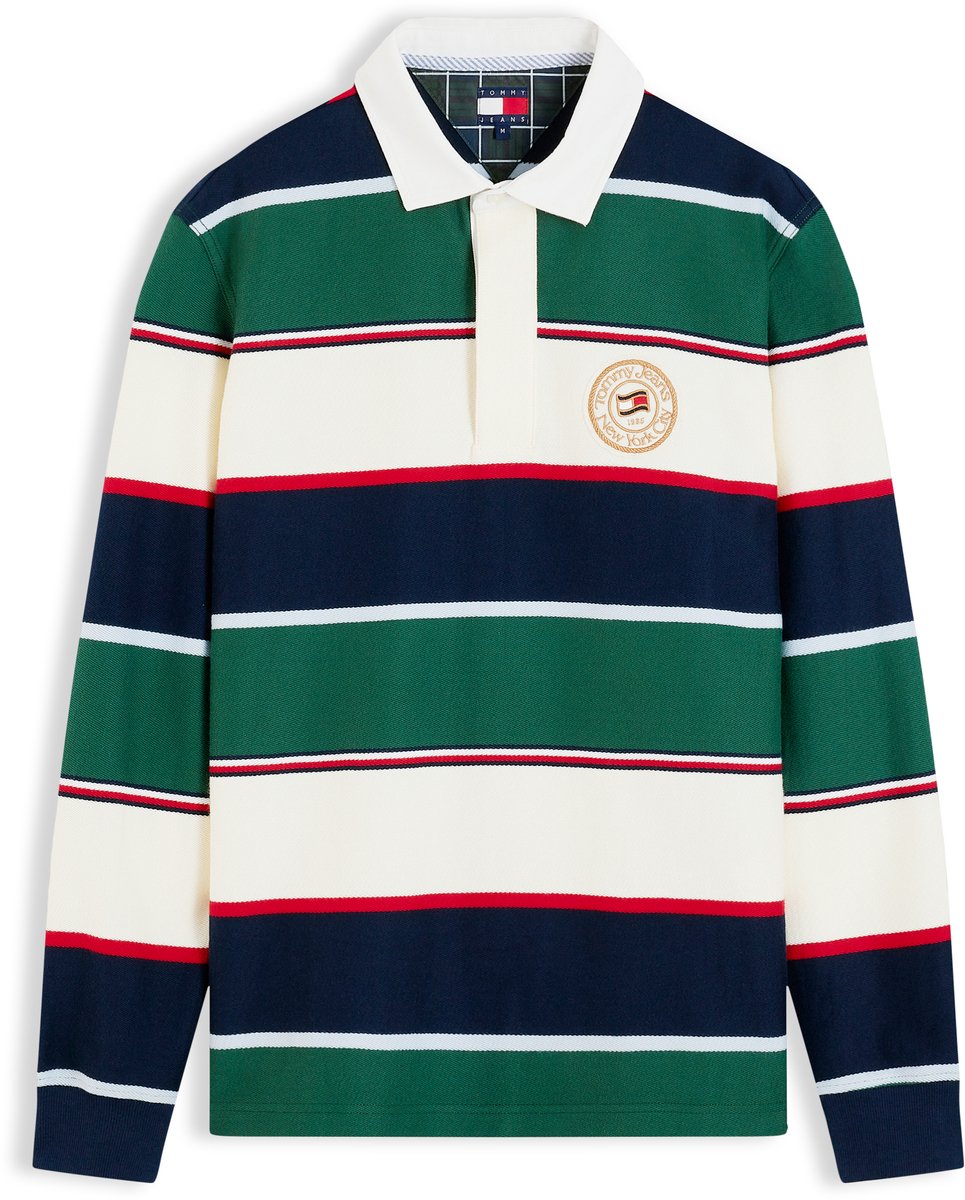 Tommy Jeans Poloshirt Tjm Rlx Varsity Stri Dm0dm23627 Mbm Velvet Stripe Mannen Groen