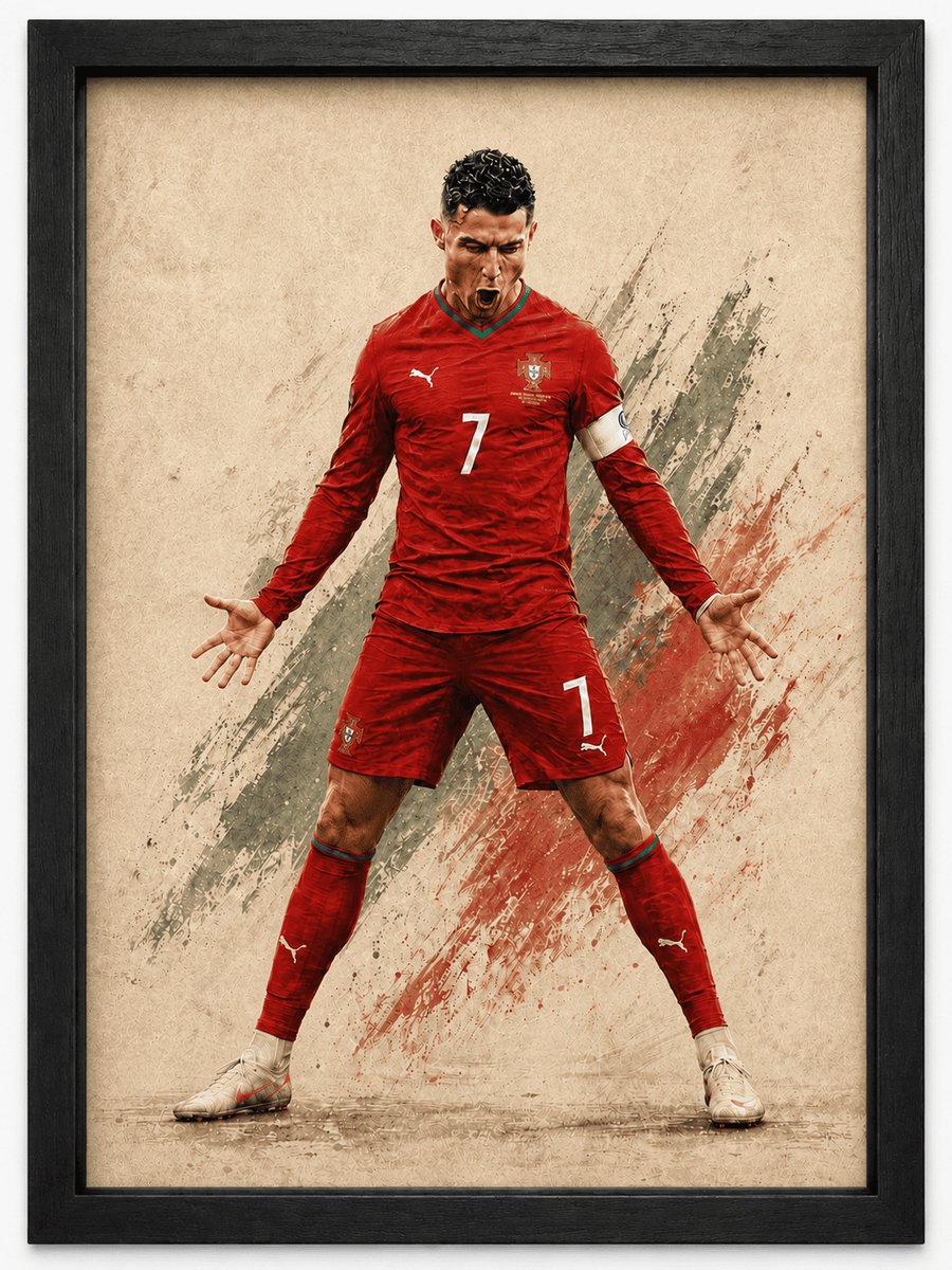 Cristiano Ronaldo Celebration Poster A3 | Portugal Voetbal Art | Sport Wanddecoratie | Inclusief Zwarte A3 Lijst