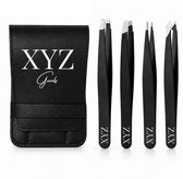 XYZ Goods Pincet Epileer Set - Tweezers - 4 Delig - Inclusief Lederen Hoes - Zwart