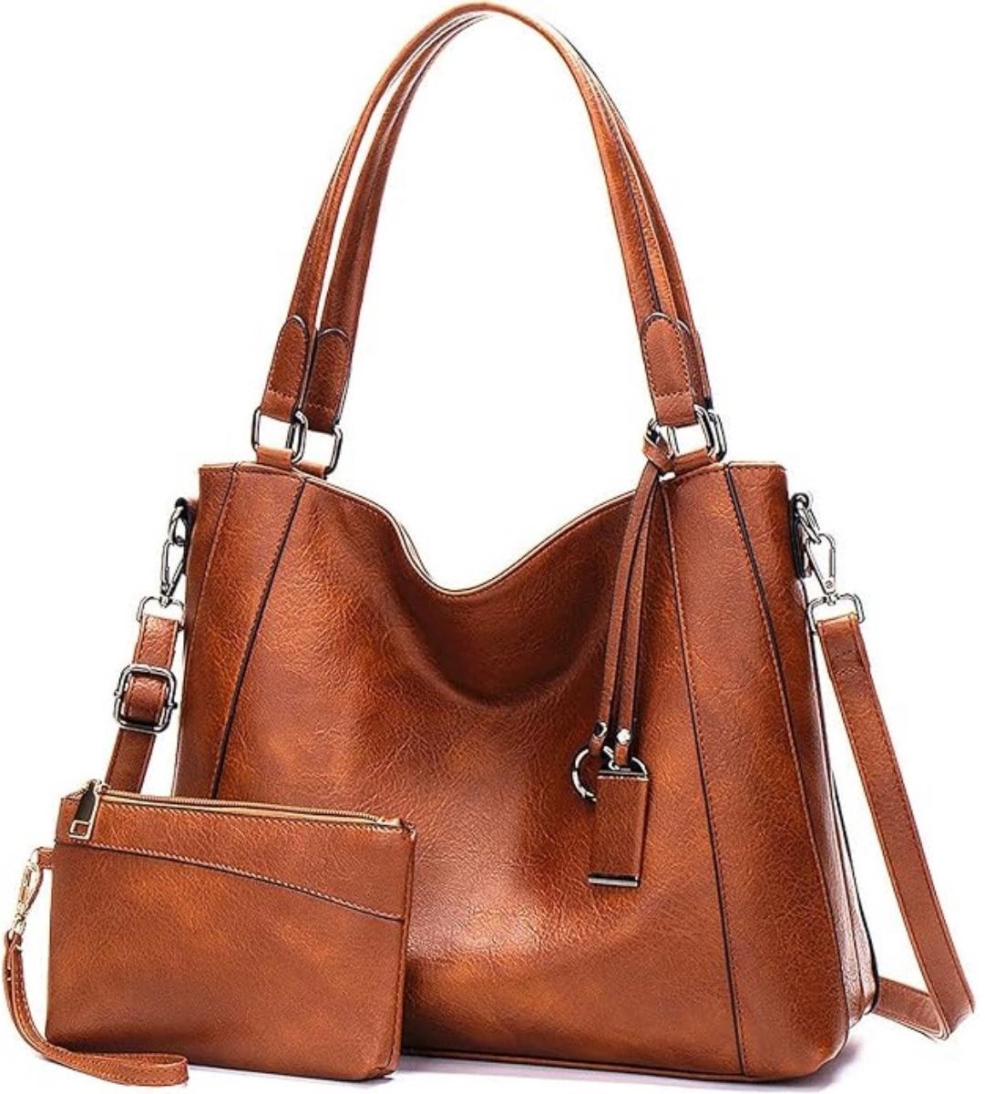 SSTRWGOOD Dames-shopper - Grote Capaciteit Hobo Tas - Crossbody Tote met Kleine Portemonnee - Geschikt voor Dagelijks Gebruik en Reizen - PU Materiaal - 34x26x13cm