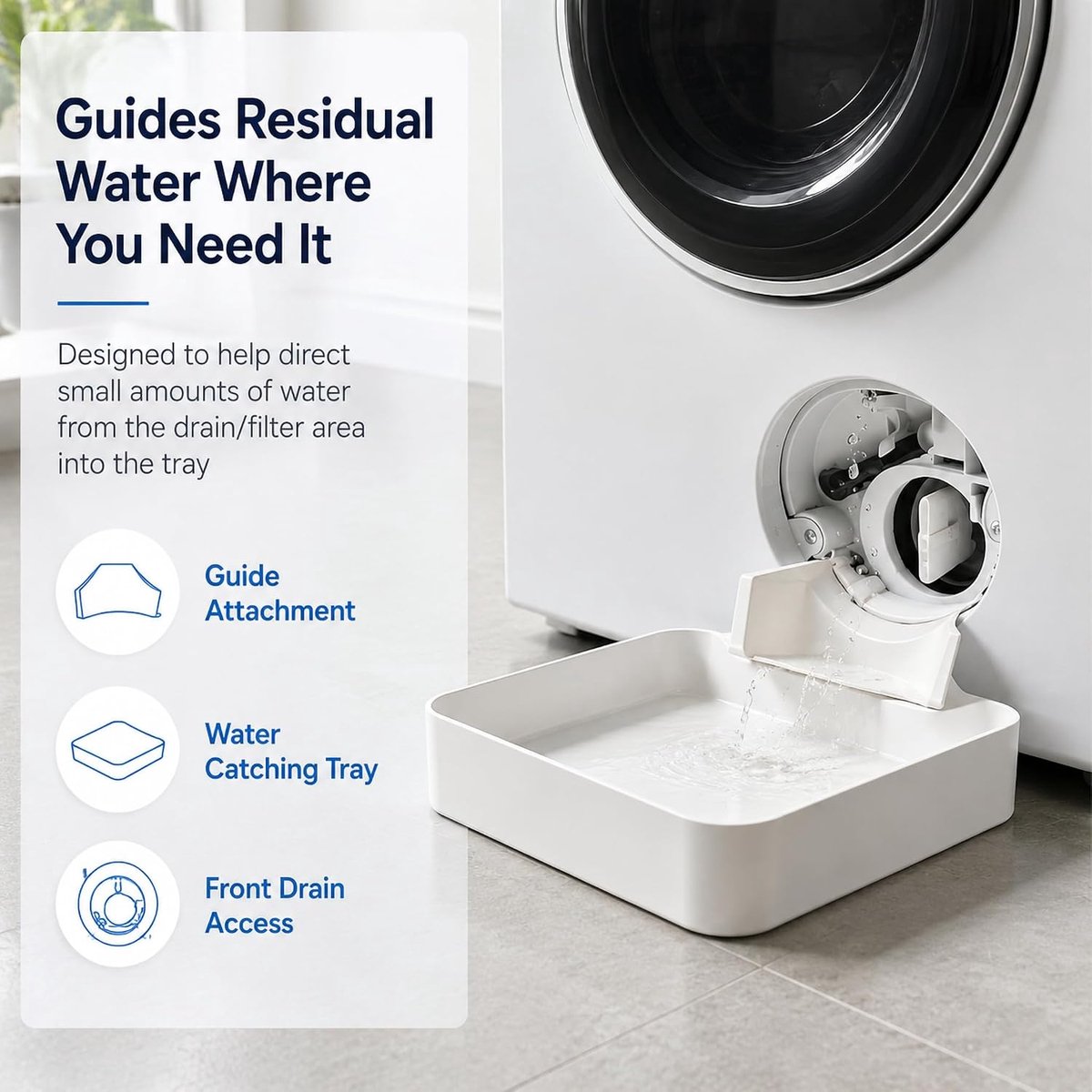 2stuks -Universele Lekbak Wasmachine - Opvangbak Tegen Lekkage - Afvoerbak voor Wasmachine en Vaatwasser - Eenvoudig te Installeren - Bescherm de Vloer - Afvoerbak Voor Wasmachines - 18cm - Wit