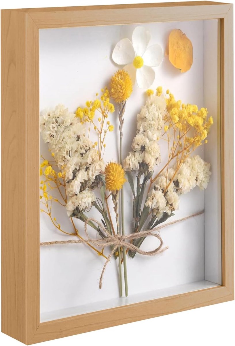 SMYJDMM 3D-fotolijst, 20 x 25 x 3 cm diep, 3D-fotolijst om te vullen, houten object, lijst voor foto's, bloemen - ShopVlot