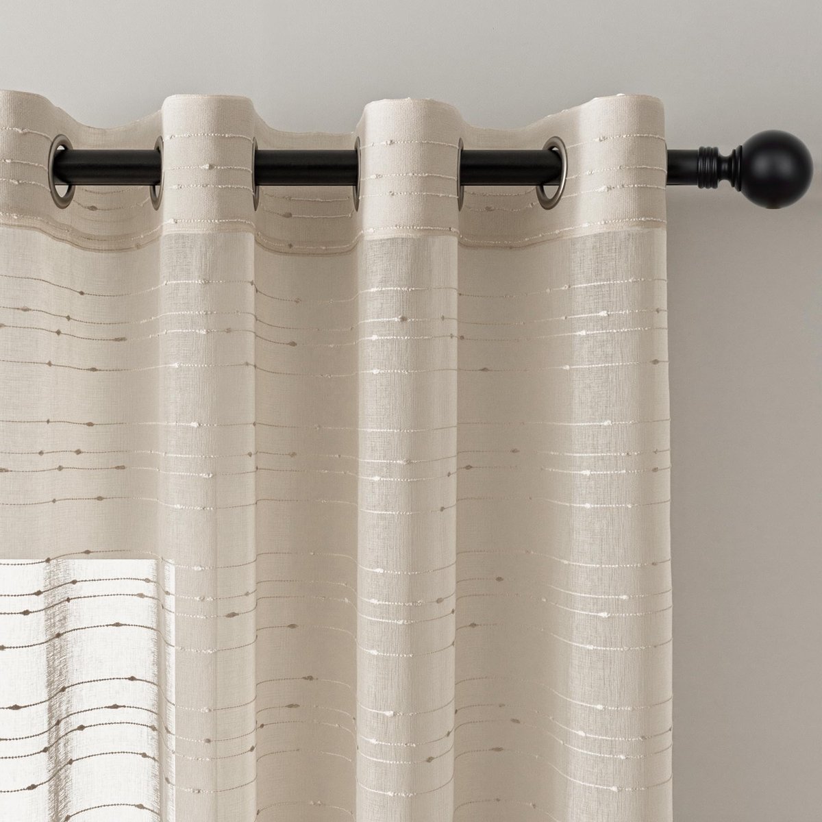 MYSKY HOME Gordijn beige gordijnen met oogjes voile gordijnen kinderkamer gordijn woonkamer set van 2 moderne strepen - ShopVlot