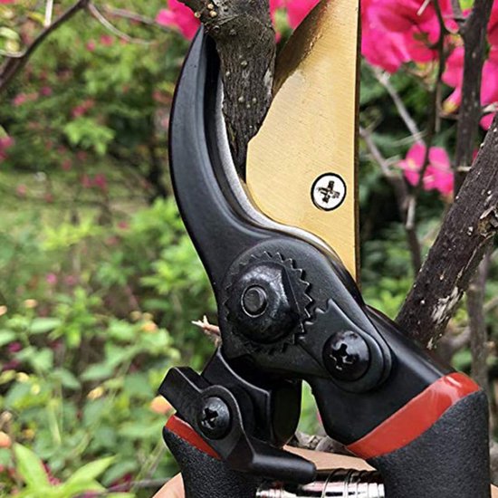 Professionele tuinschaar - zwarte snoeischaar van mangaanstaal - snoeischaar - bloemenschaar voor in de tuin - dikke tuinschaar, geschikt voor tuinieren en kleine tuinen - comfortabele handgreep, gemakkelijk te gebruiken, met veiligheidsslot — afbeelding 4