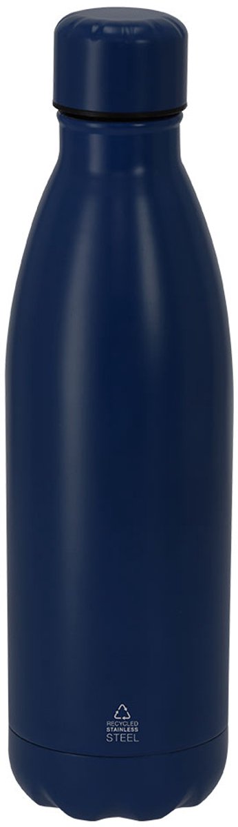 Fles van 790 ml capaciteit, gemaakt van gerecycled roestvrij staal. Met een matte afwerking Blauw
