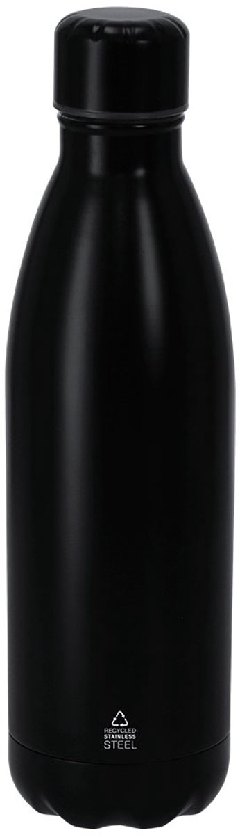 Fles van 790 ml capaciteit, gemaakt van gerecycled roestvrij staal. Met een matte afwerking Zwart