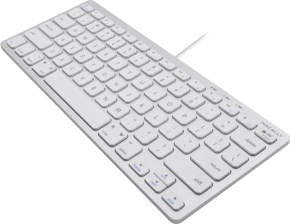 Macally UCASLIMKEYCA Compact bedraad USB-C en USB-A toetsenbord voor Apple Mac en iPad - Witte toetsen - U.S. Engels (QWERTY) layout thumbnail 6