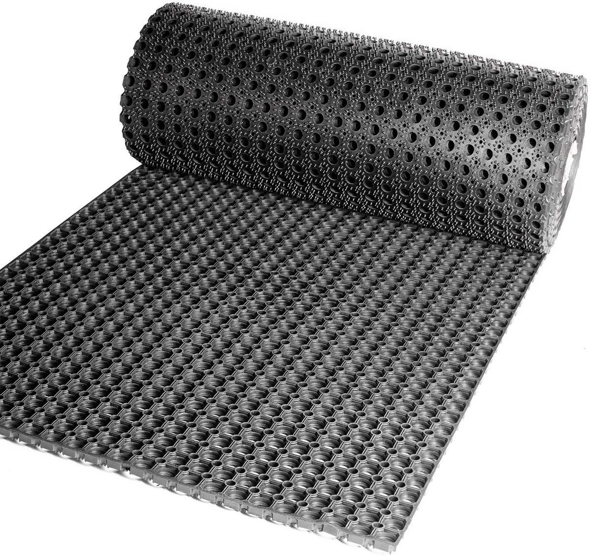 ANRO Rubberen Deurmat Zwart 100x100cm – Ringmat Honingraatmat Antislip Buiten Rubbermat