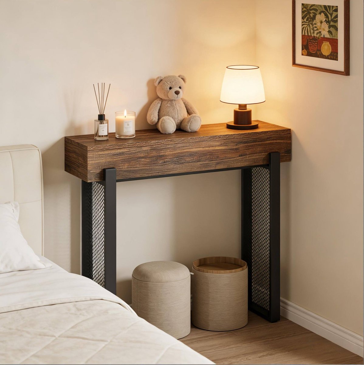 MODFU-Sidetable-Industrieel-Zwart-Rustiek Bruin-MDF-Metaal