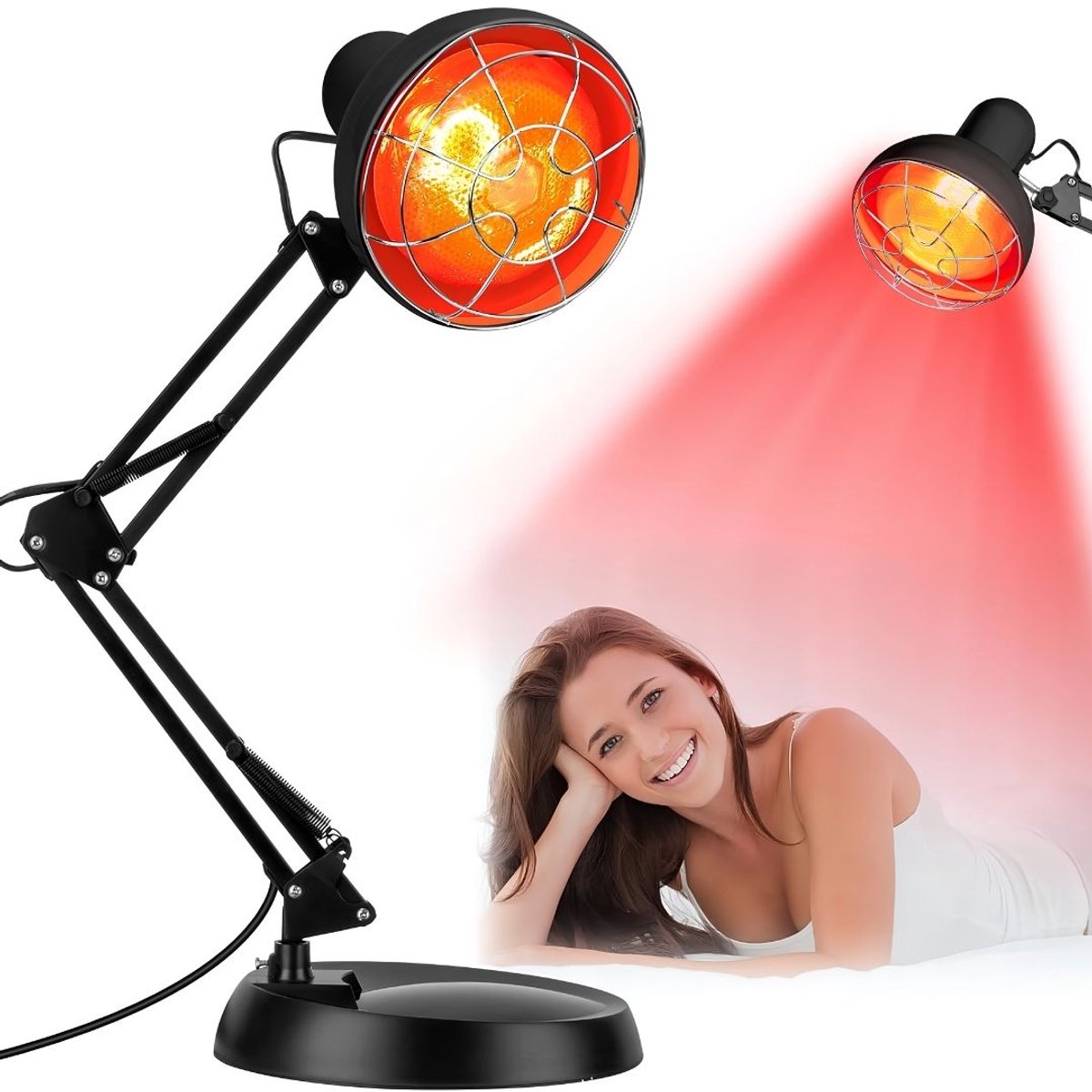 TYR® Infrarood Lamp - Warmtelamp - Verstelbare Stand voor Lichttherapie - Zwart - 22cm x 22cm x 35cm