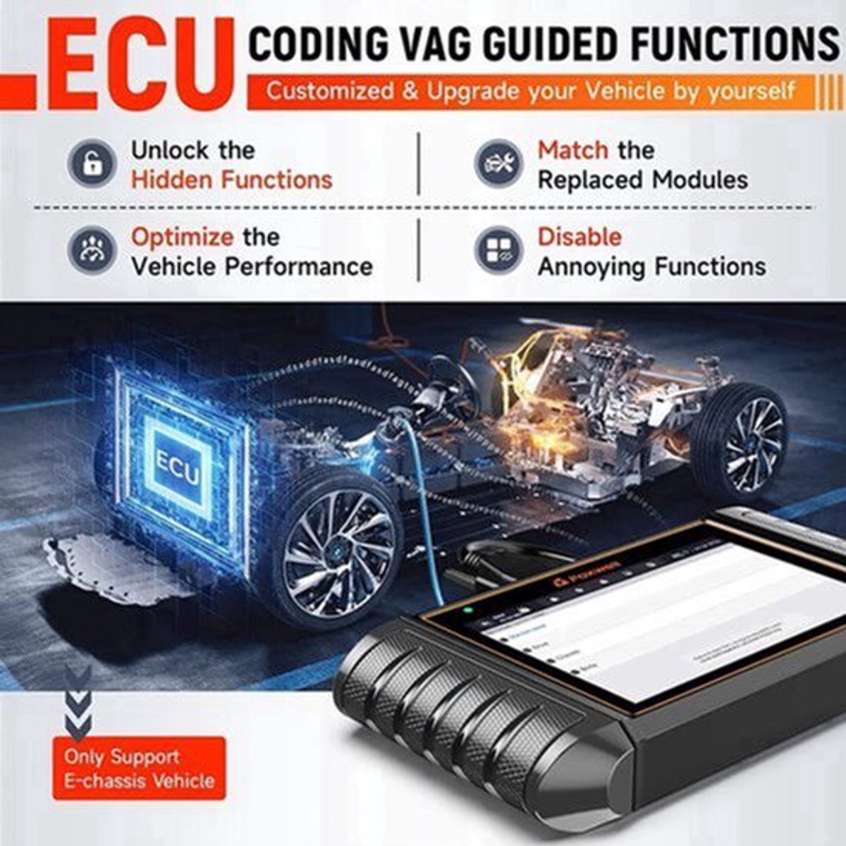 OBD2-scanner - Diagnosecomputer - Slimme diagnosetool - Foutverwijdering - Bidirectionele test - IMMO A/F-aanpassing - IMMO 30+ reset - ECU-codering