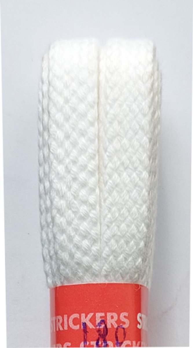 Strickers Veter - Wit - Plat - Lengte 180 cm - Breedte 8 mm - Schoenveter