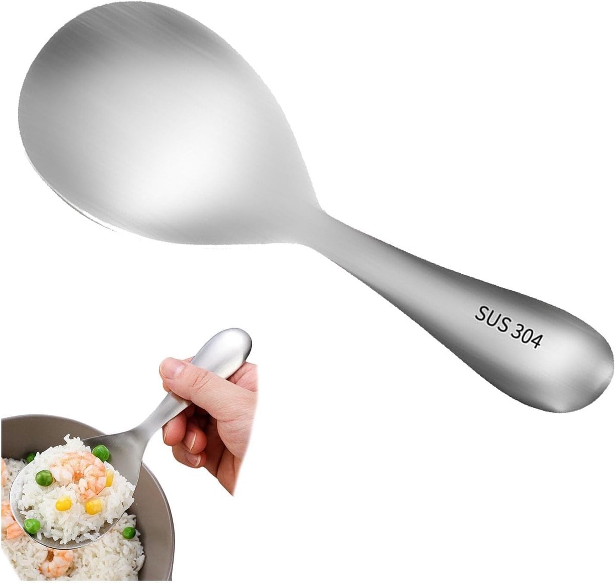 Grote RVS Lepel 304, Gladde Rijstlepel, Soeplepel en Serveerlepel voor Thuis, Keuken en Restaurant, Keukenaccessoires