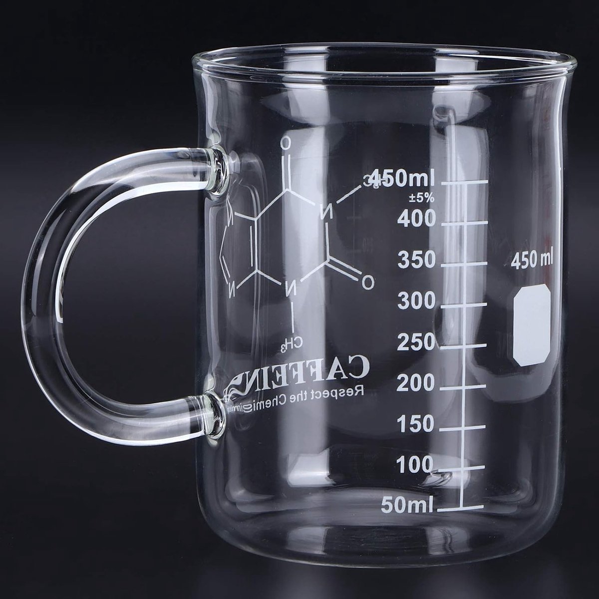 Meten met stijl: Caffeine molecule mok 3,5 x 4,5 inch voor koffie, thee en latte - glazen maatbeker voor perfecte porties