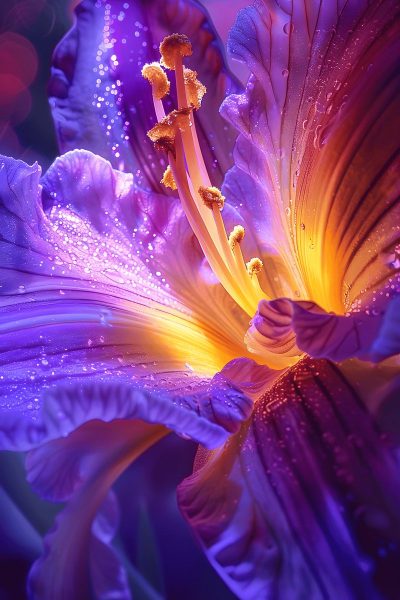 Neonbloem Poster - Close-up - Bloemen - Abstracte - Kunst - posters - formaat 30x40cm - Wanddecoratie - XS2399MT
