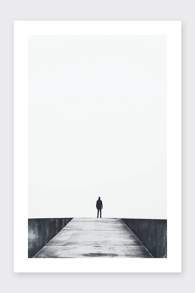 Minimalistisch Poster - Zwart Wit - Abstract - Stijlvol - Artistieke - Unieke - posters - formaat 30x40cm - Wanddecoratie - BXS5050KMD - Met kader - passe-partouts stijl