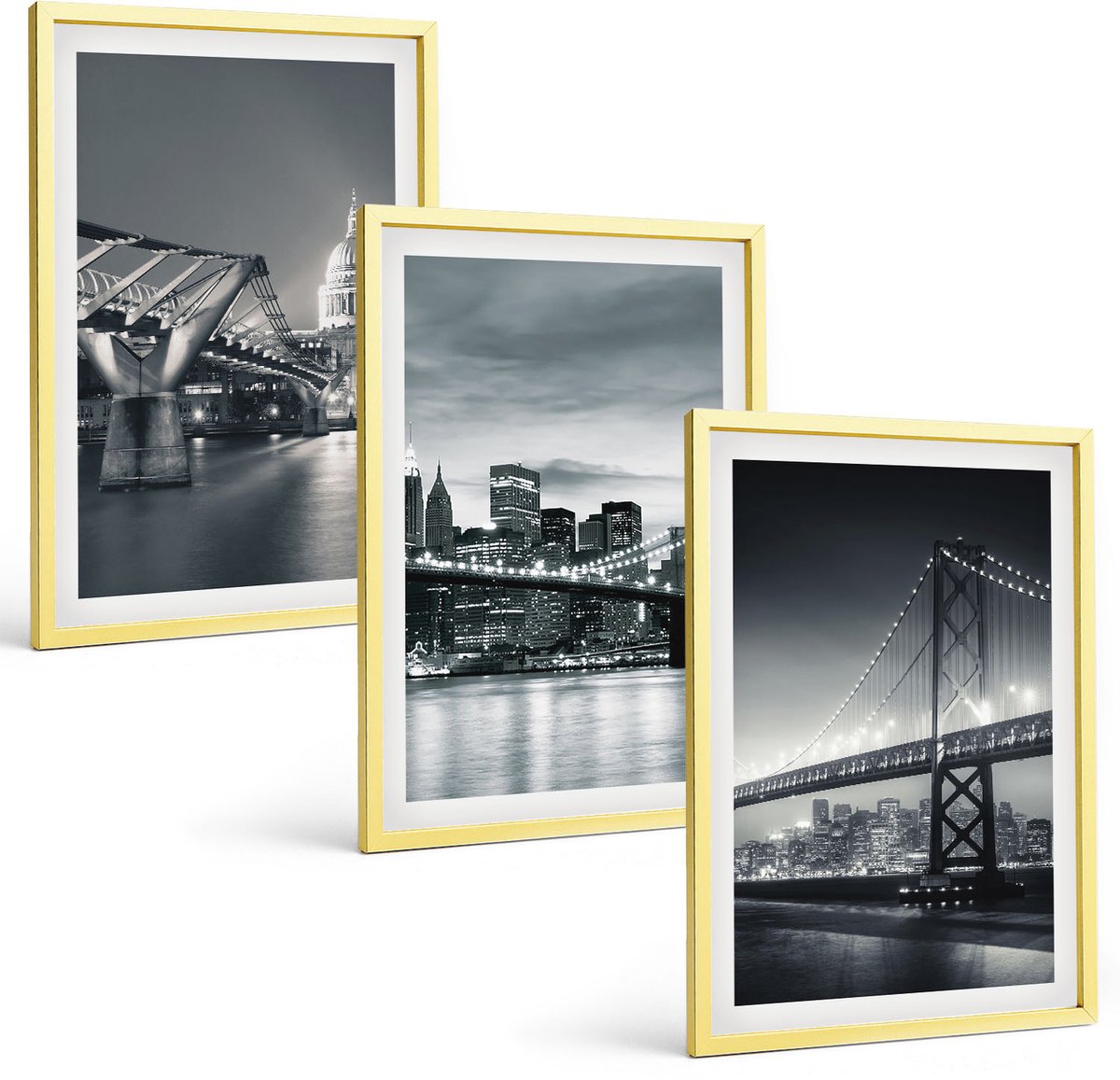 Coloray 3-Delige Schilderij Set - Stijlvolle Portretten Van Dieren En Mannen - 40 x 40 cm En 40 x 60 cm - Decoratieve Muurdecoratie - Slaapkamer - Woonkamer Decoratie