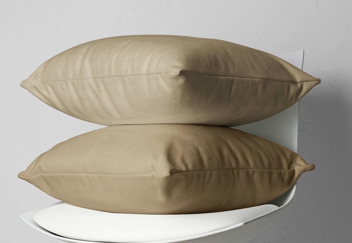 Set van 2 warme en zachte flanellen kussenslopen (kussensloop) effen TAUPE (lichtbruin) FLANEL voor standaard hoofdkussen (op bed) 60 x 70 cm (winter beddengoed slaapkamer, cadeau Sint & Kerst)
