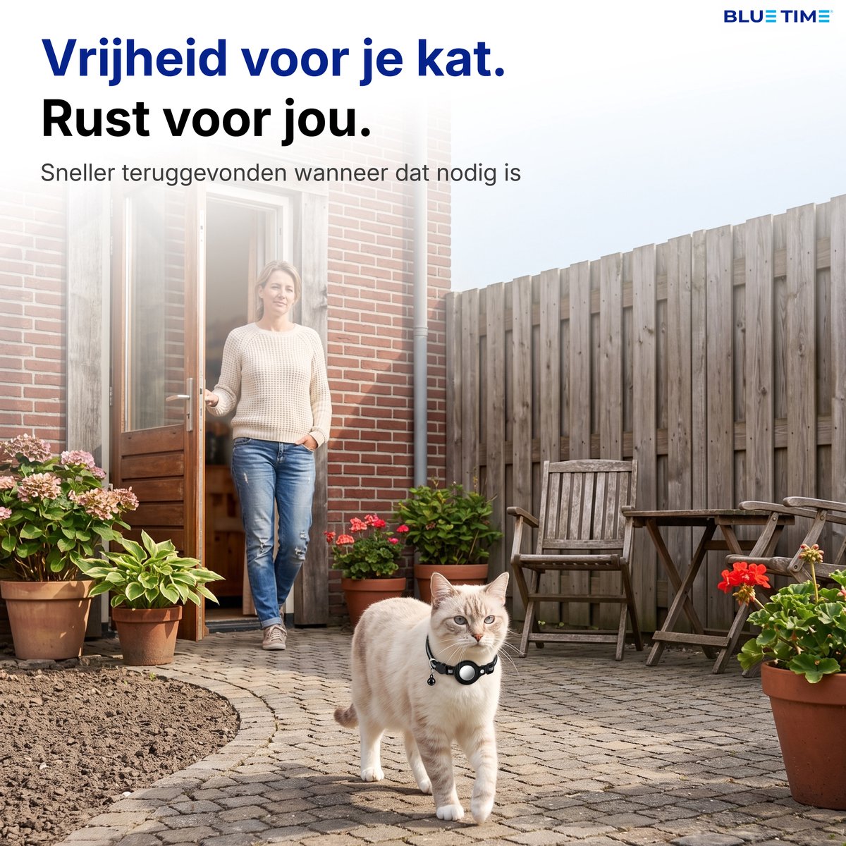 BlueTime® Kattenhalsband - Katten Bandje met Tracker - Halsband Incl. GPS Tag voor Apple Find My - Verstelbaar met Veiligheidssluiting en Belletje - voor Kat & Kitten - Zonder Abonnement - Air Cat Collar - Oranje thumbnail 2