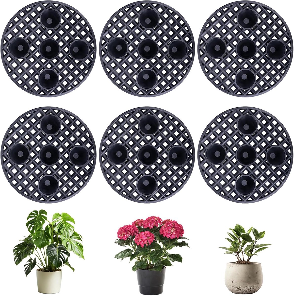Set van 6 Bloempot Mesh Pads - Plastic Drainage Matten voor Binnen en Buiten, Bonsai en Bloempot Coasters (20cm)