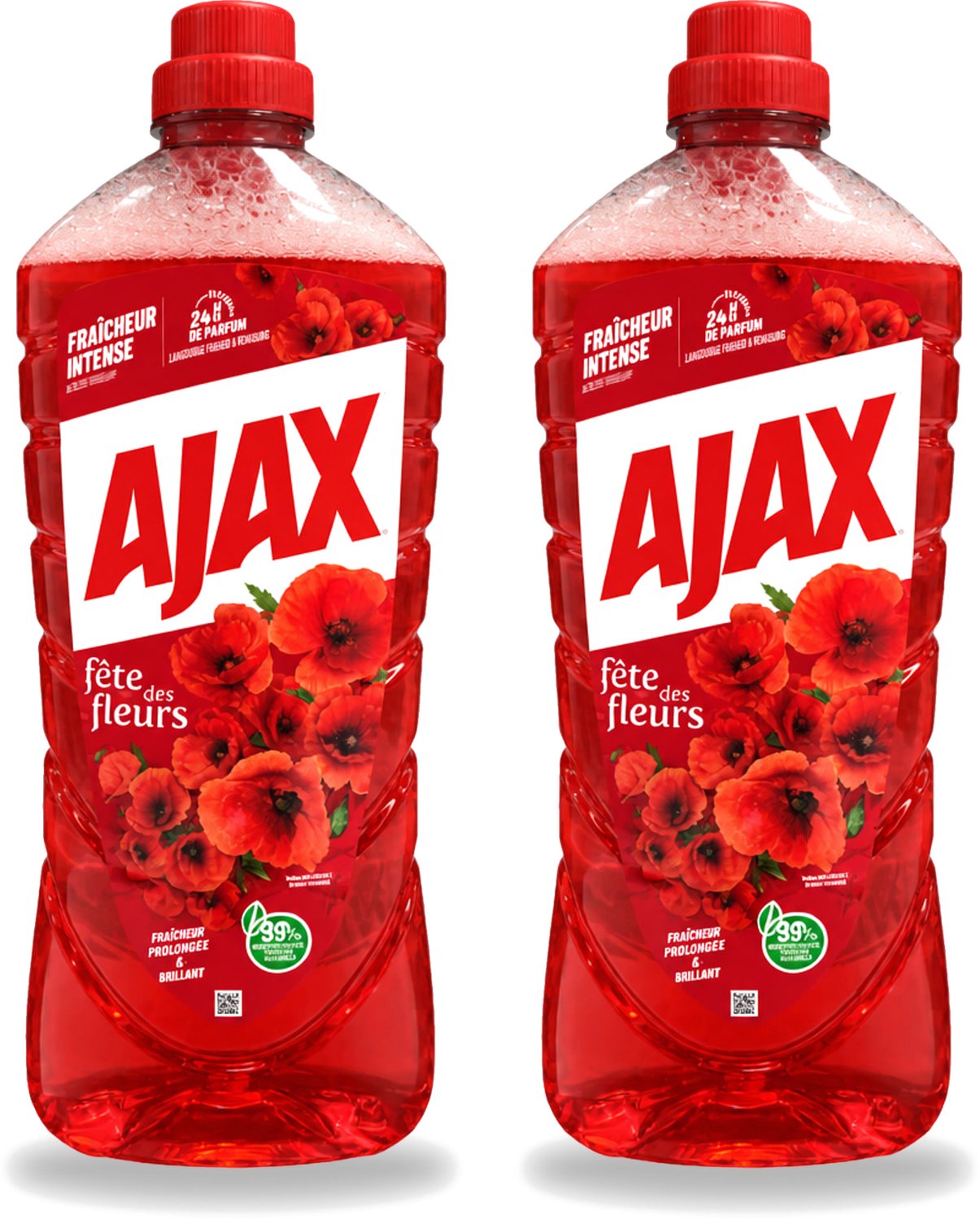 2 x Ajax – Allesreiniger – Rode Bloemen – 1,25 L - Voordeelverpakking - 2 stuks