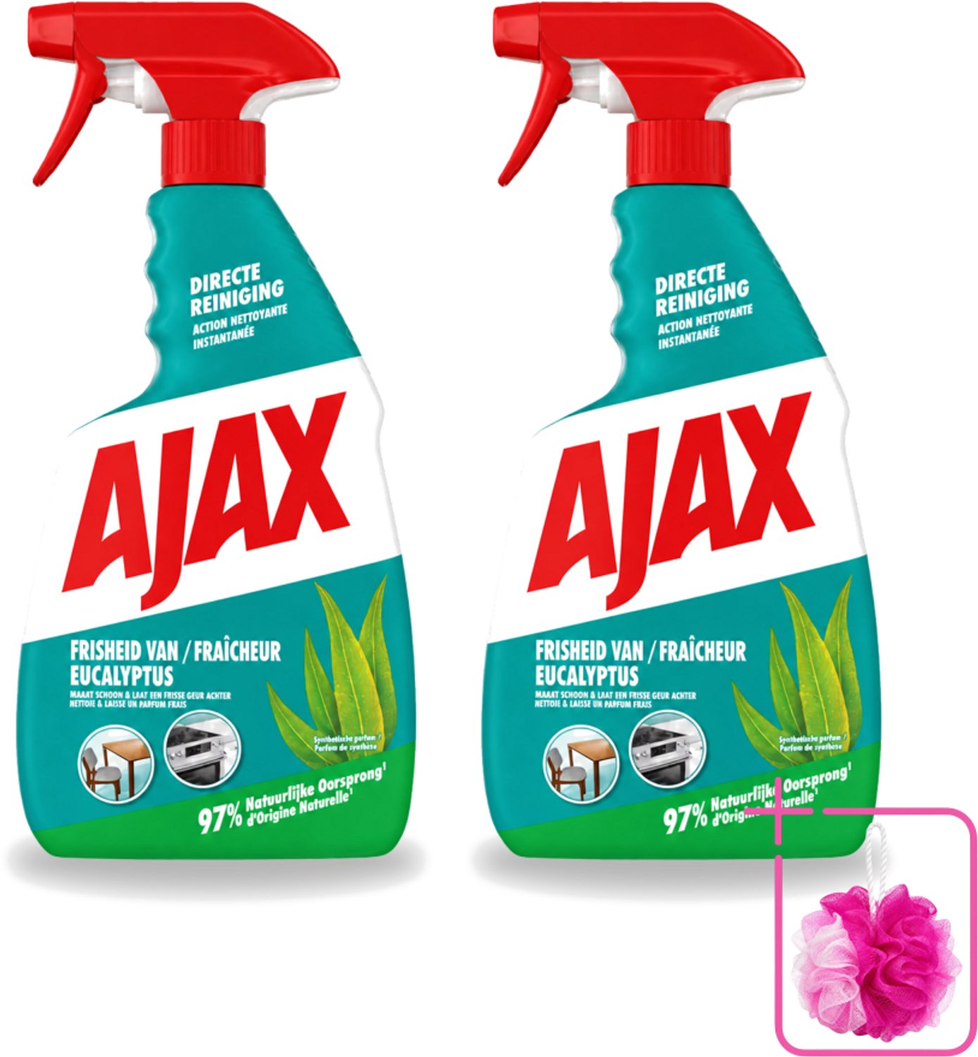 2 x Ajax – Multi-Purpose Spray – Eucalyptus – 750 ml - Bulkverpakking - Schoonmaak spray - Douchemop - Eucalyptus reiniger