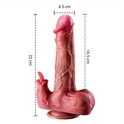 Realistische dildo met afmetingen van 22 cm lang en 4,5 cm breed.