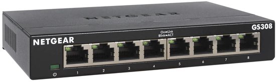 NETGEAR GS308 - Netwerk Switch - Unmanaged - 1 Gbps - 8 poorten