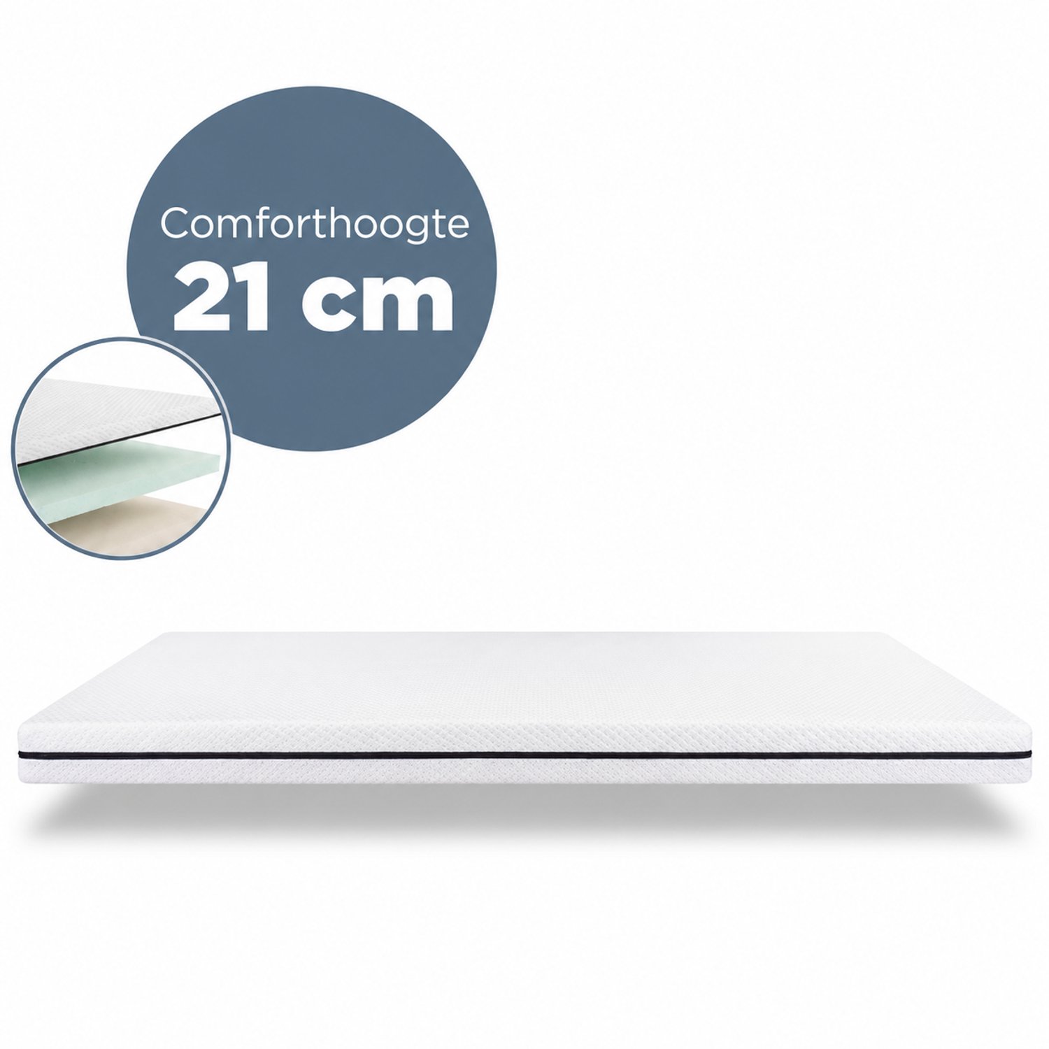 Felman 2Face Pocket Matras - 80 x 200 cm - 21 cm dik - 7-Zone Pocketvering - Tweezijdig Wit