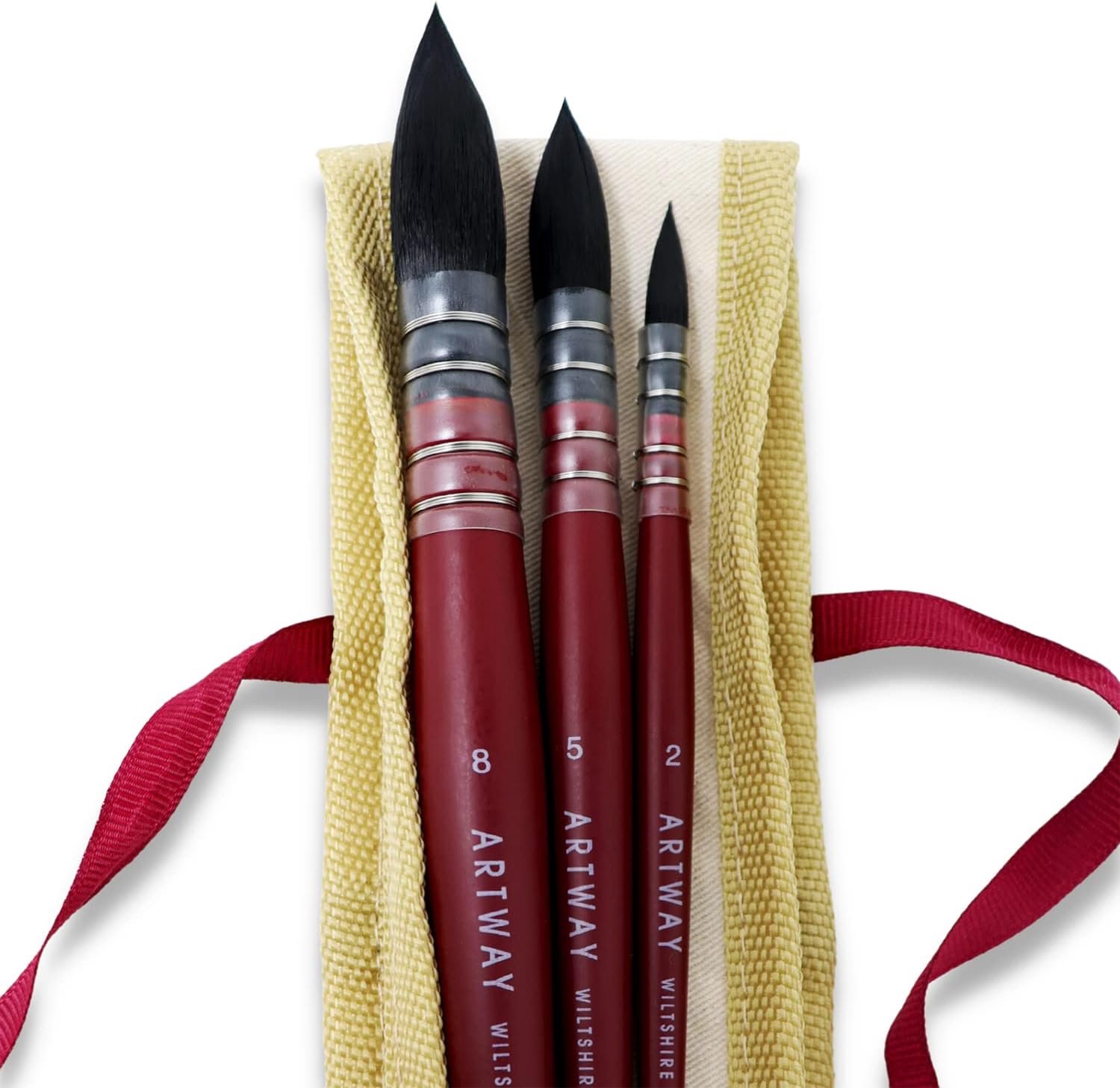 Set van 3 Synthetische Aquarel Penselen - Mopkwast Maten 2/5/8