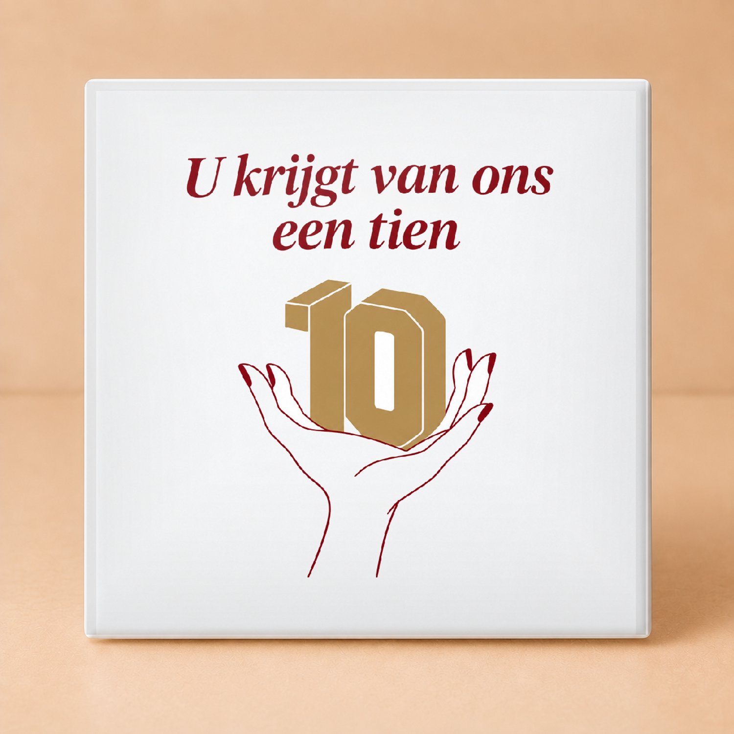 Bedruk King Minimalistische Meester 'U verdient een pauzebel' Tegel – Handgetekende Lijntekening voor Docenten en Leraren - 11 x 11 cm Wit