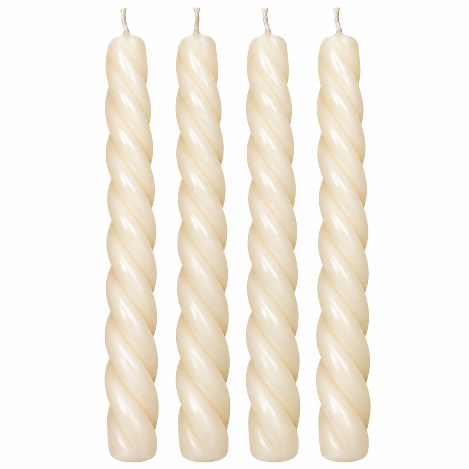 Geur & Klasse - Gedraaide Dinerkaarsen - Set van 4 - Naturel Crème - 26 cm - Handgemaakt