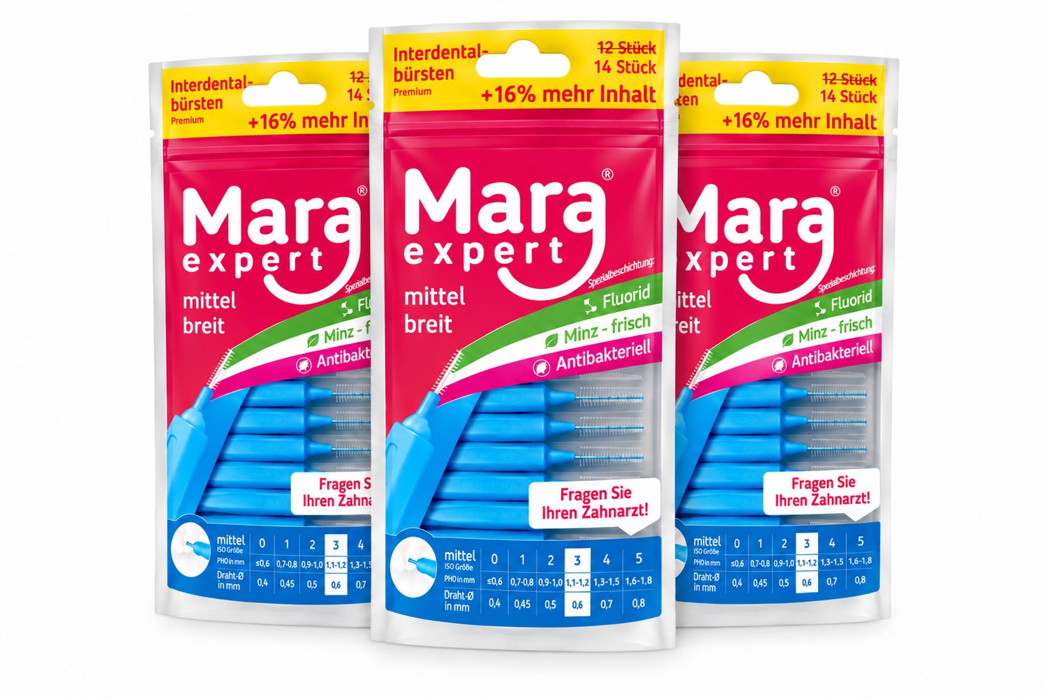 Mara Expert ID Brush Ragers - ISO 3 - Blauw - 3 x 14 stuks - Voordeelverpakking