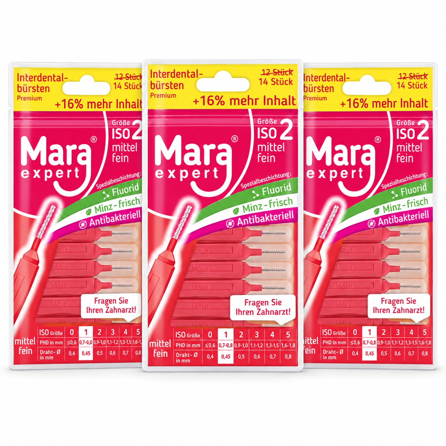 Mara Expert ID Brush Ragers - ISO 2 - Rood - 3 x 14 stuks - Voordeelverpakking