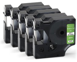 5x Dymo 45013 Zwart op Wit Labelrol 12mm x 7m