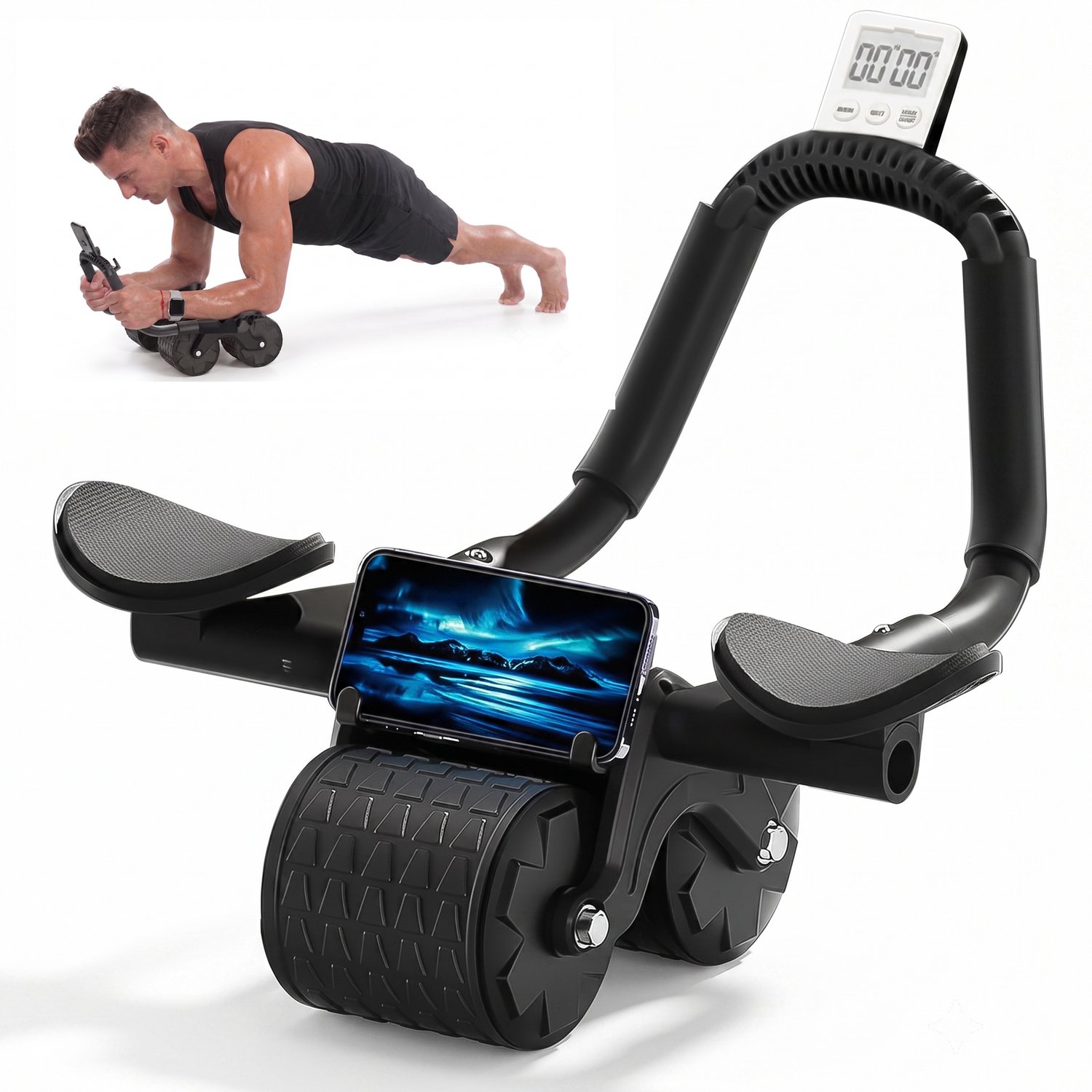 Nolad - Buikspiertrainer - Ab roller - Ab wheel - Buikspierwiel - Buiktrainer - Zwart